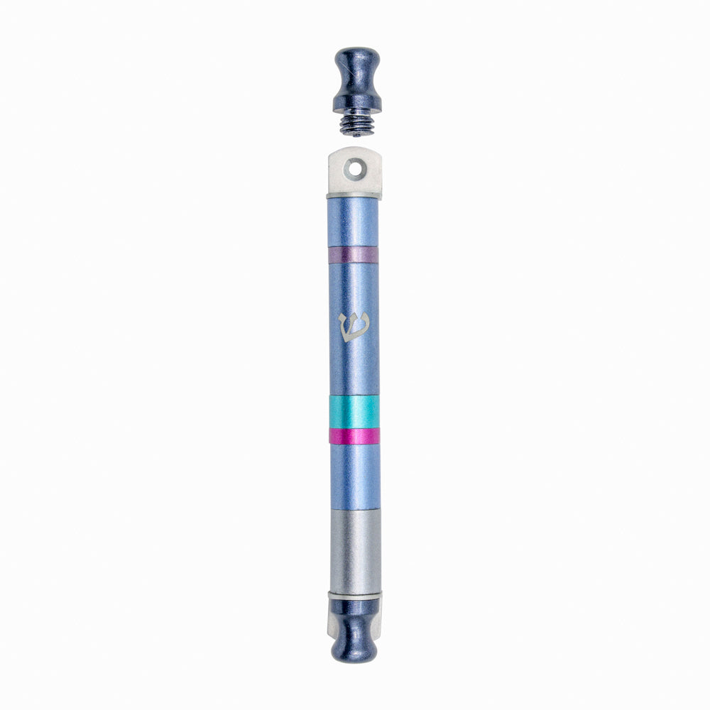 Anodized Aluminum Mezuzah Case, Blue Stripes