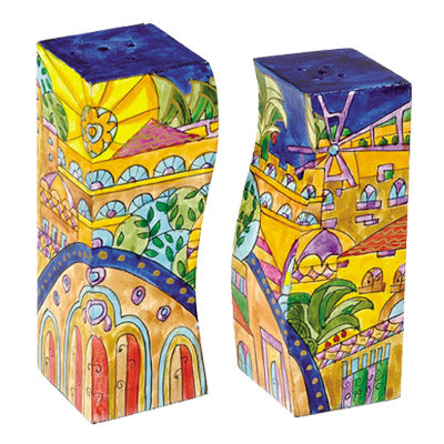 Hand Painted Wood Salt & Pepper Shakers, Jerusalem