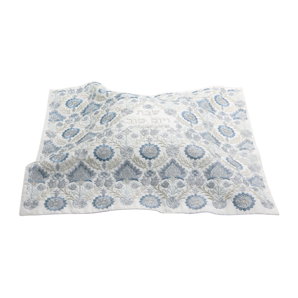 Fully Embroidered Challah Cover, Silver Carpet