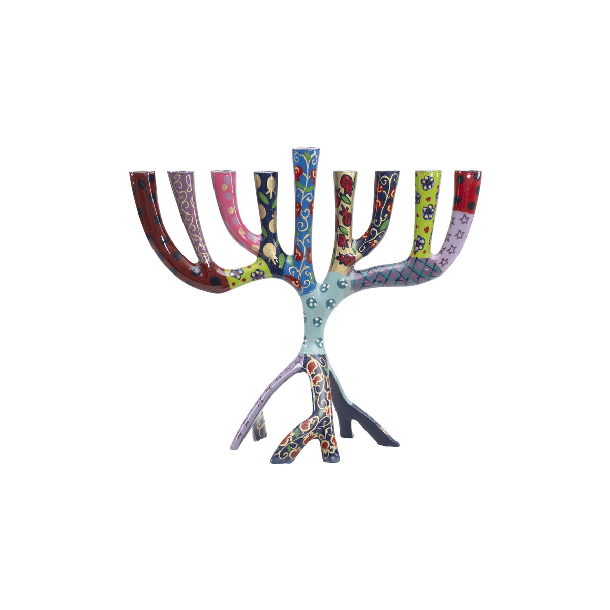 Hand Painted Metal Menorah, Multicolor