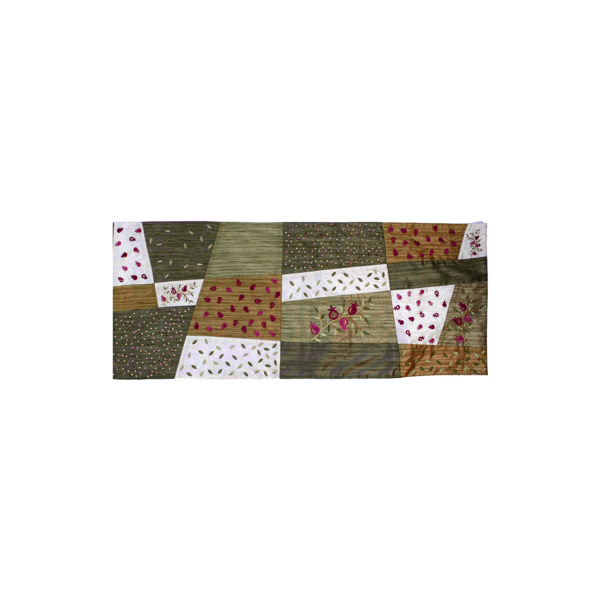 Embroidered Patchwork Table Runner, Pomegranate