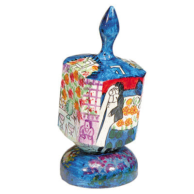 Hand Painted Wood Dreidel with Stand, Wedding