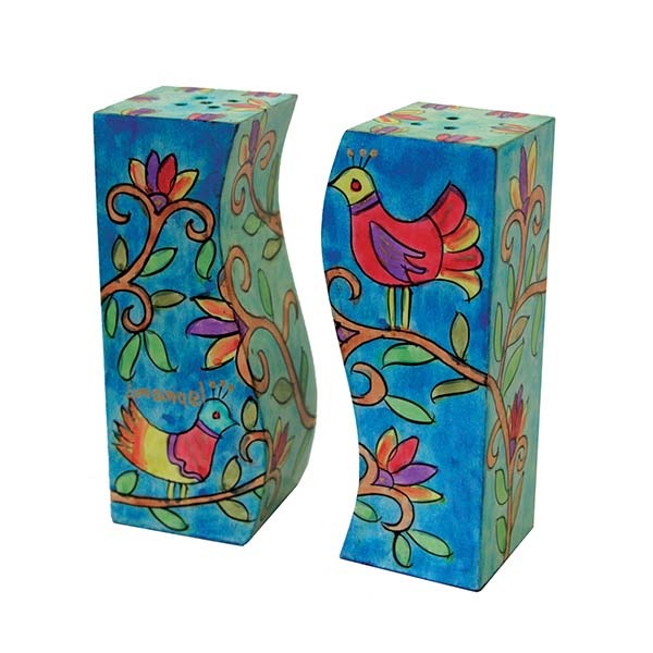Hand Painted Wood Salt & Pepper Shakers, Birds