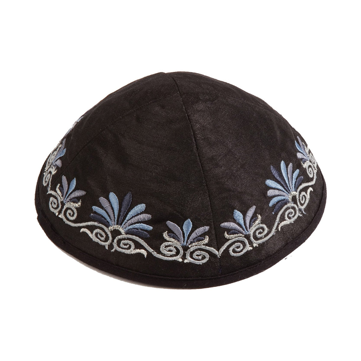 Wave Embroidered Kippah, Black