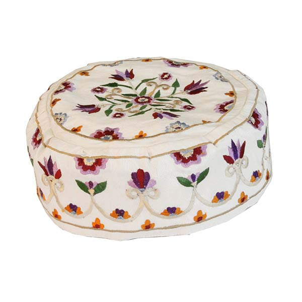 Embroidered Bucharian Kippah, Floral