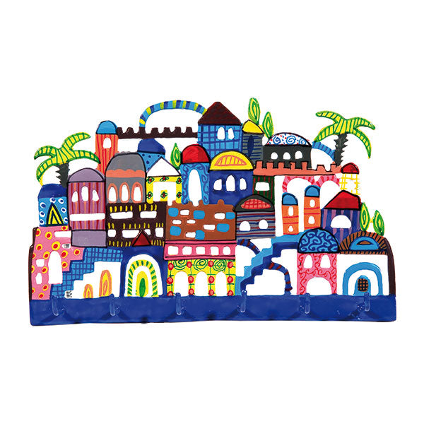 Hand Painted Metal Key Holder, Jerusalem Skyline