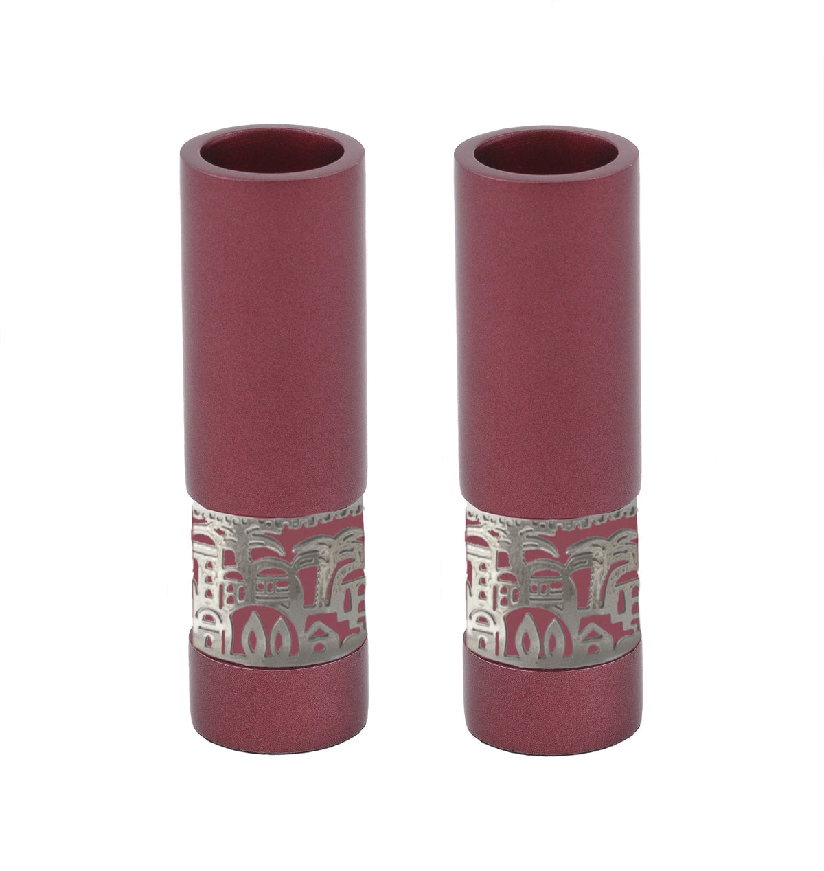 Anodized Aluminum Candlesticks, Jerusalem Cutout
