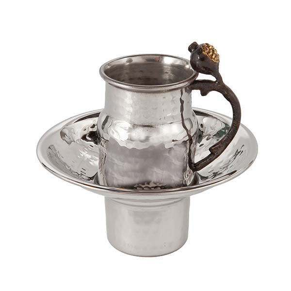 Hammered Metal Mayim Achronim Set, Pomegranate