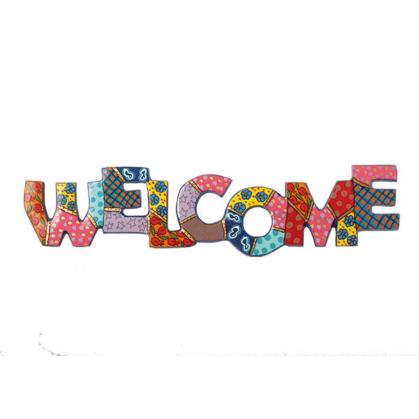 Hand Painted Metal Welcome Wall Hanging