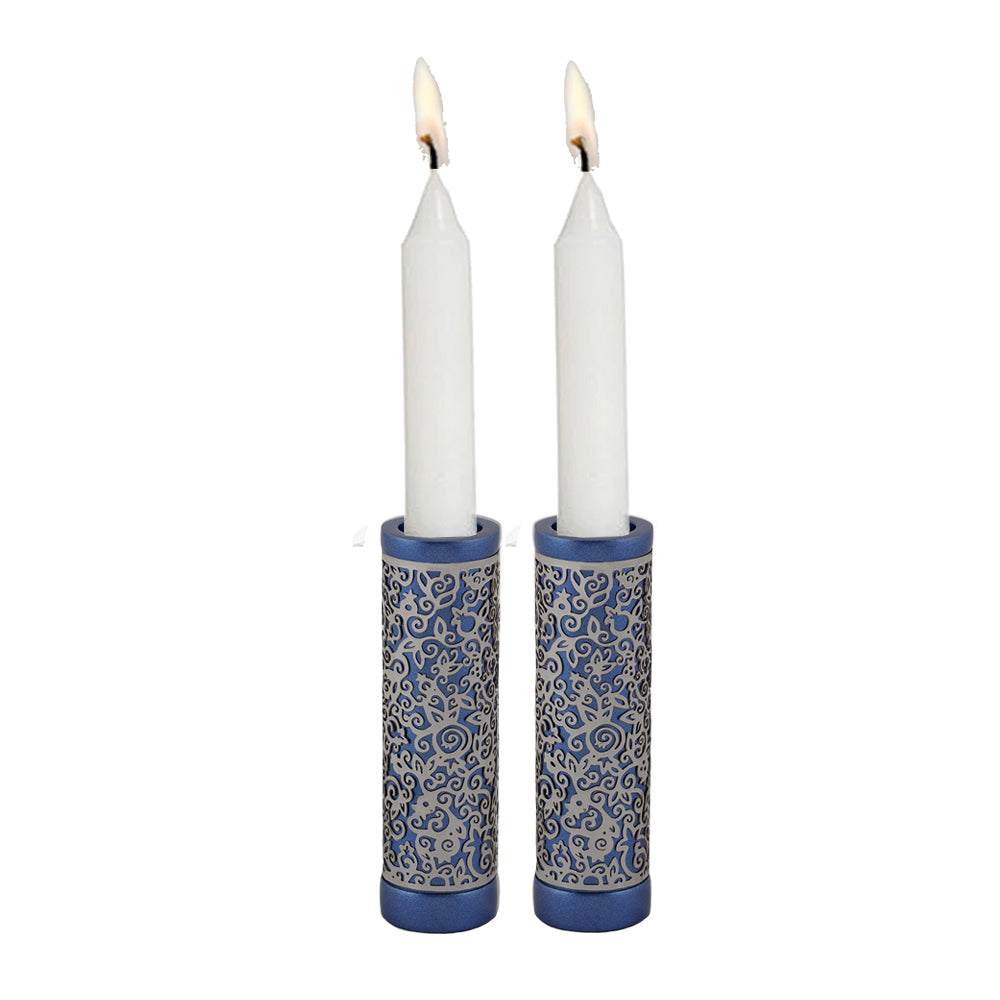 Cylinder Aluminum Candlesticks, Pomegranate Cutout