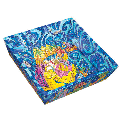 Hand Painted Wood Matzah Plate, Exodus