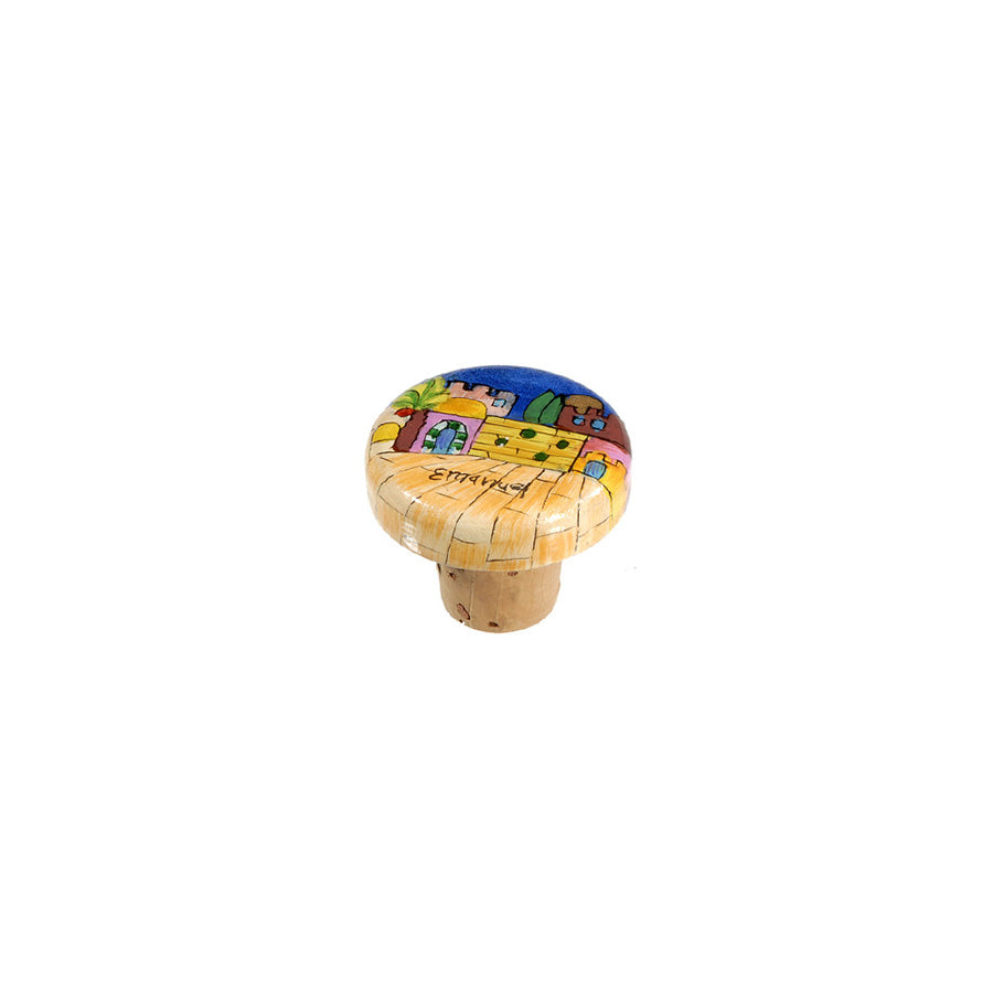 Hand Painted Wooden Bottle Cork, Jerusalem