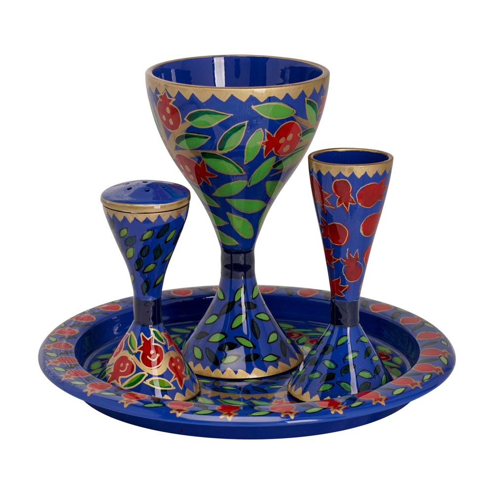 Hand Painted Metal Havdalah Set, Pomegranate