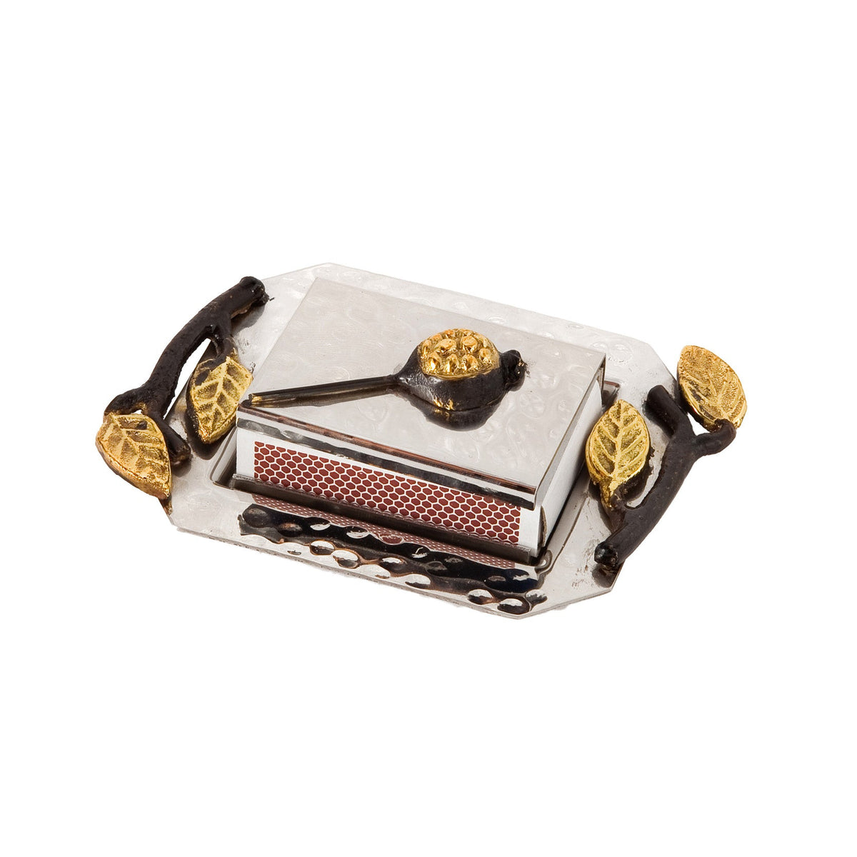 Hammered Metal Matchbox Holder, Pomegranate
