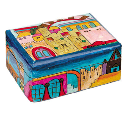 Hand Painted Wood Jewelry Box, Jerusalem