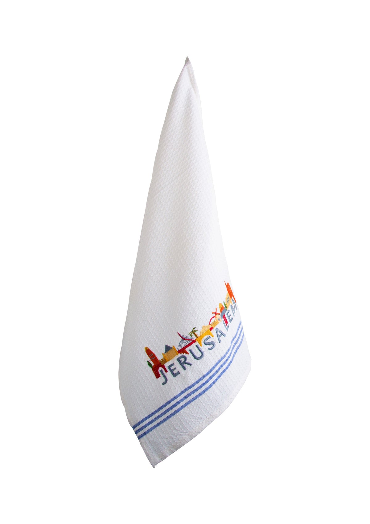Embroidered Cotton Dish Towel, Jerusalem Skyline