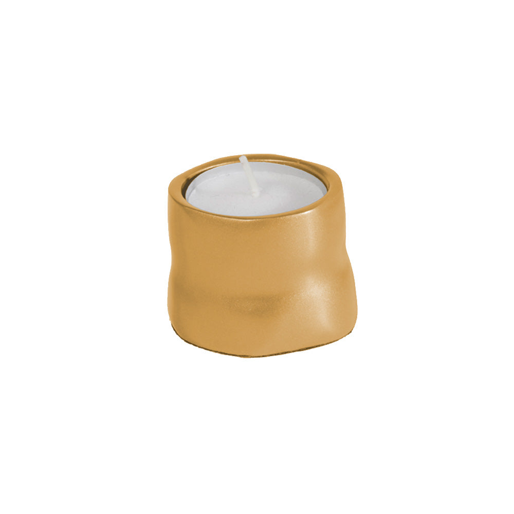 Modern Aluminum Single Tealight Holder, Gold