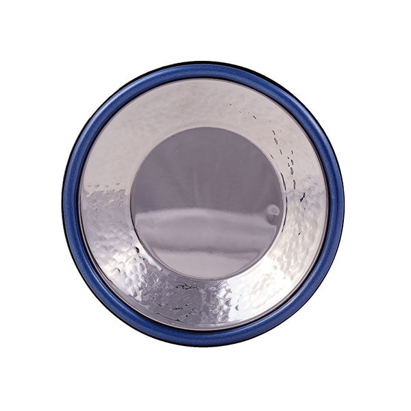 Hammered Metal Kiddush Cup, Blue Rings