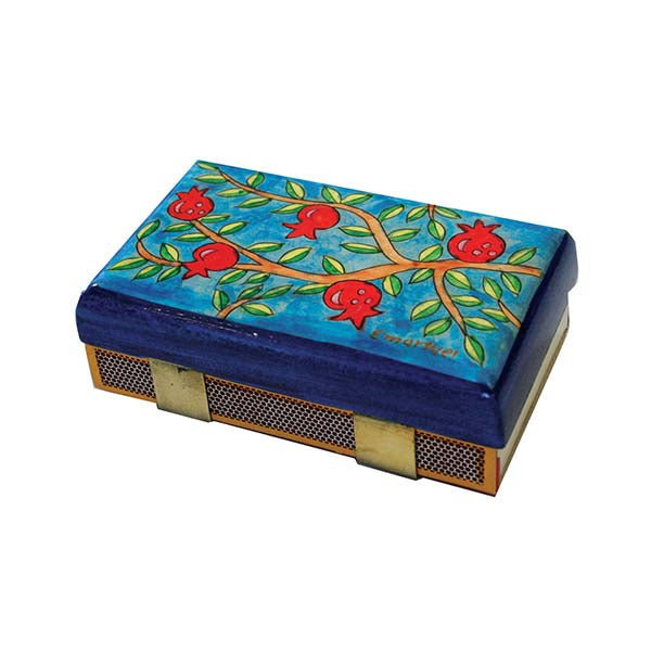Hand Painted Wood Matchbox Holder, Pomegranate