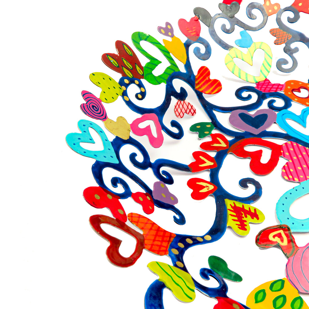 Large Hand-Painted Metal Bowl – 14" Hearts