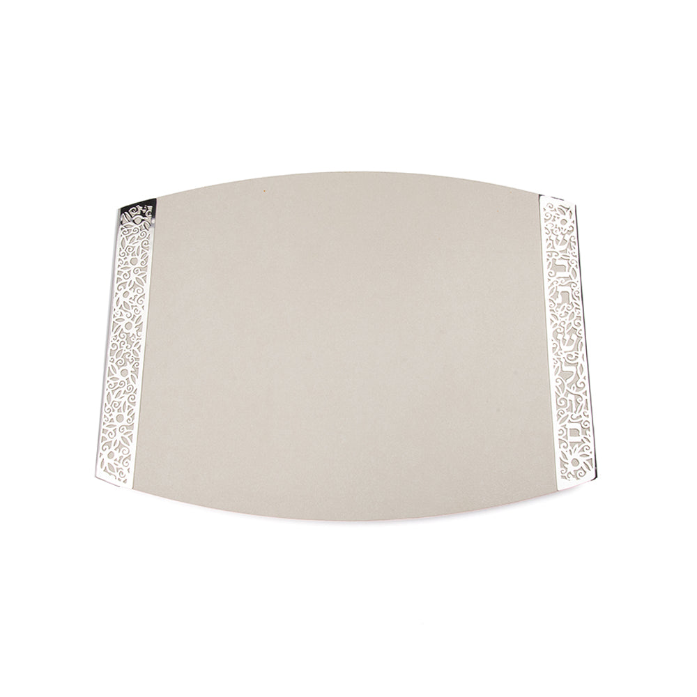 Ceramic Challah Board – Filigree Accent - Pearl Gray