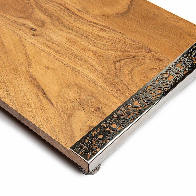 Wooden Challah Board - Filigree Accent Design - Pomegranates