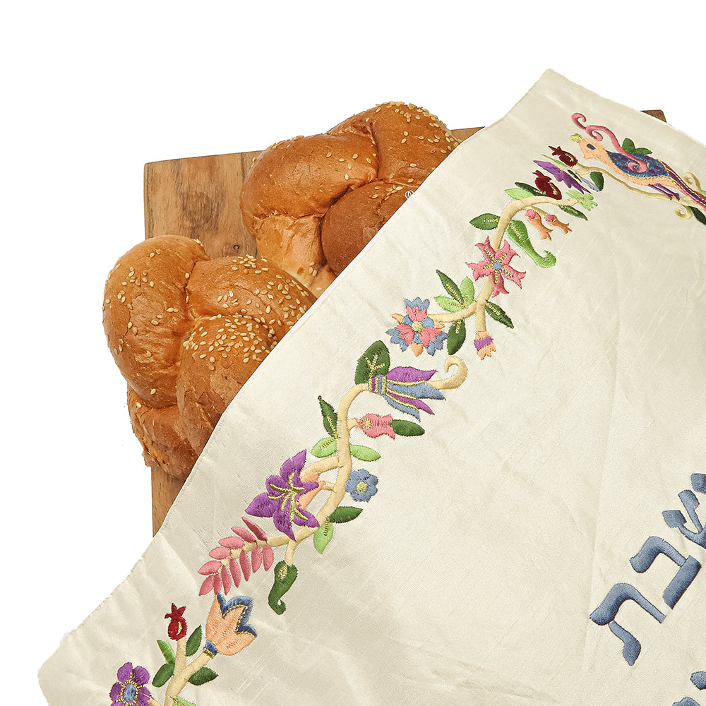 Challah Cover – Minimal Floral Frame Embroidery