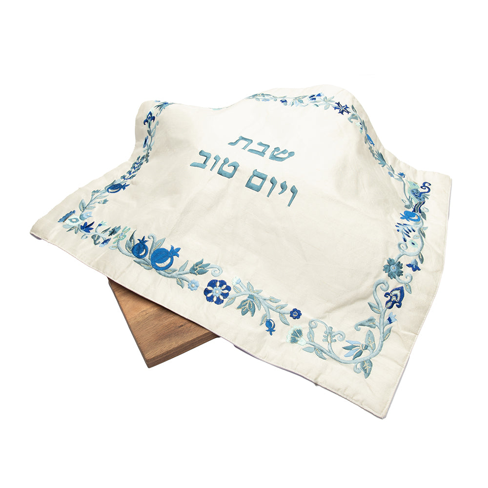 Challah Cover – Minimal Floral Frame Embroidery
