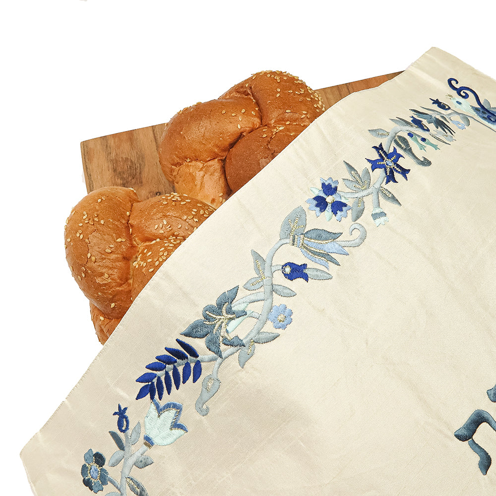 Challah Cover – Minimal Floral Frame Embroidery
