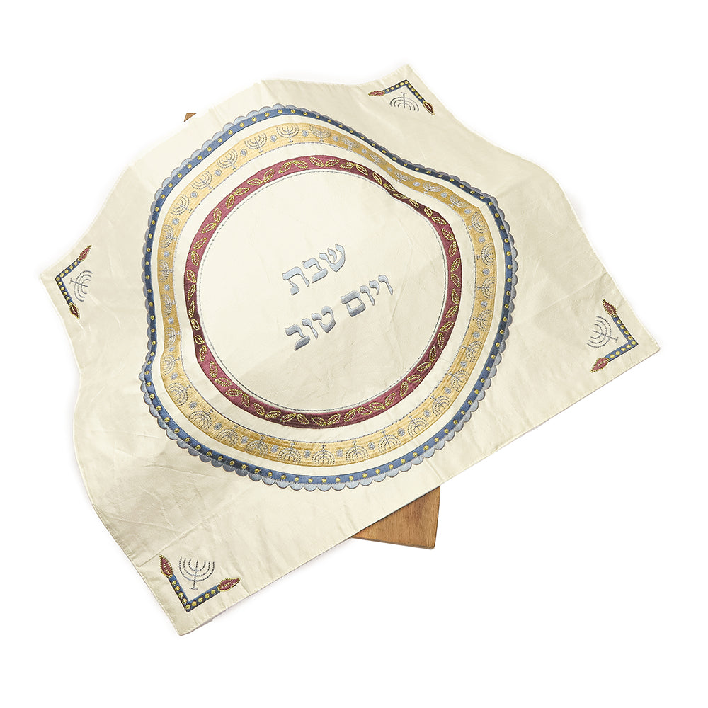 Challah Cover – Embroidered Menorah Circle