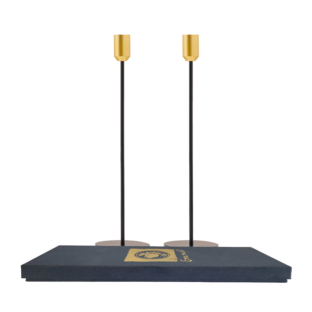 Modern Tapered Metal Candlestick, 12.6 Inch