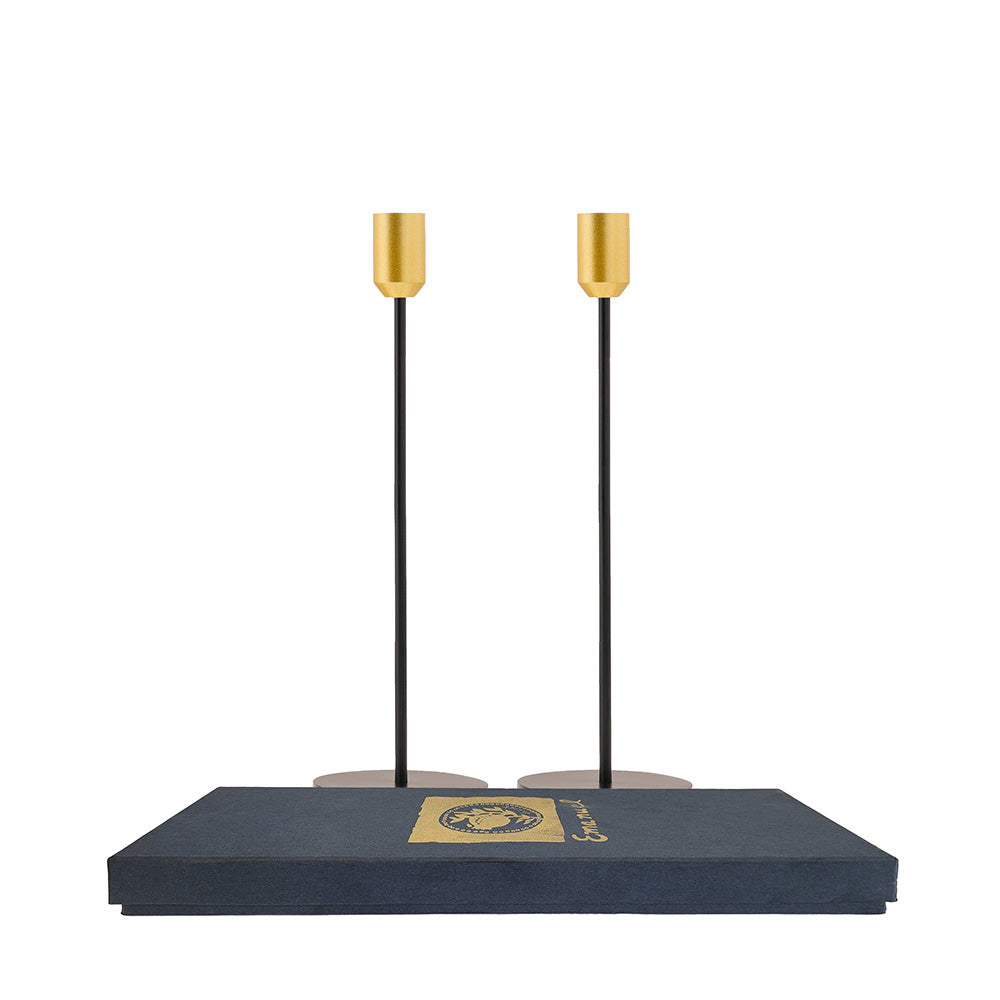 Modern Tapered Metal Candlestick, 11 Inch
