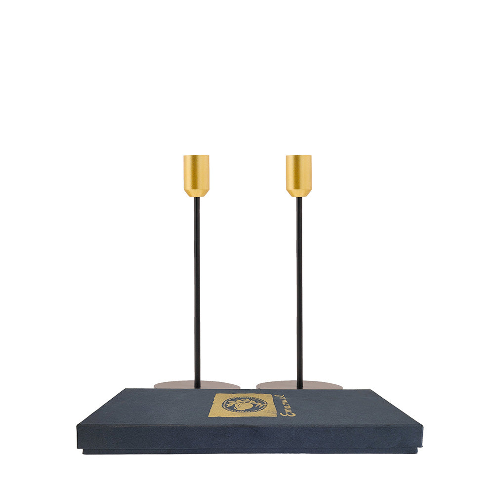 Modern Tapered Metal Candlestick, 9 Inch