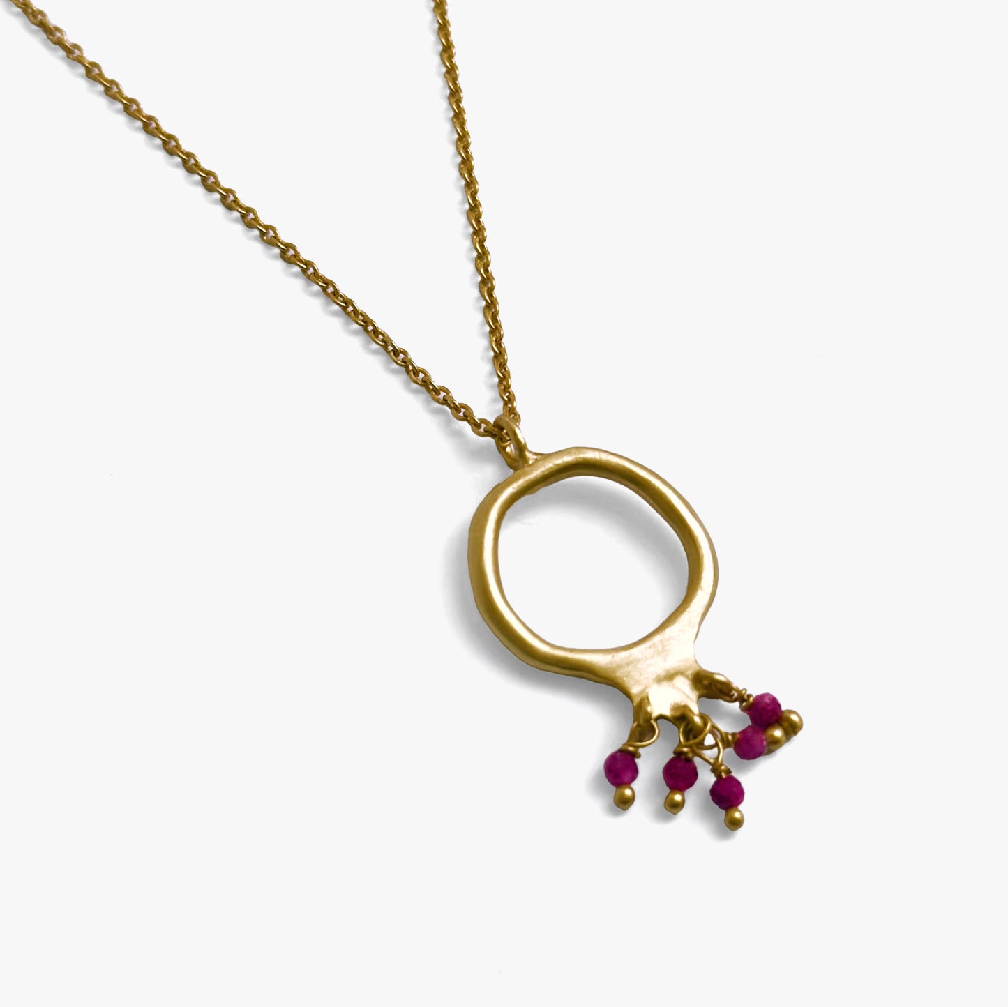 Gold-Plated Pomegranate Pendant Necklace - Ruby