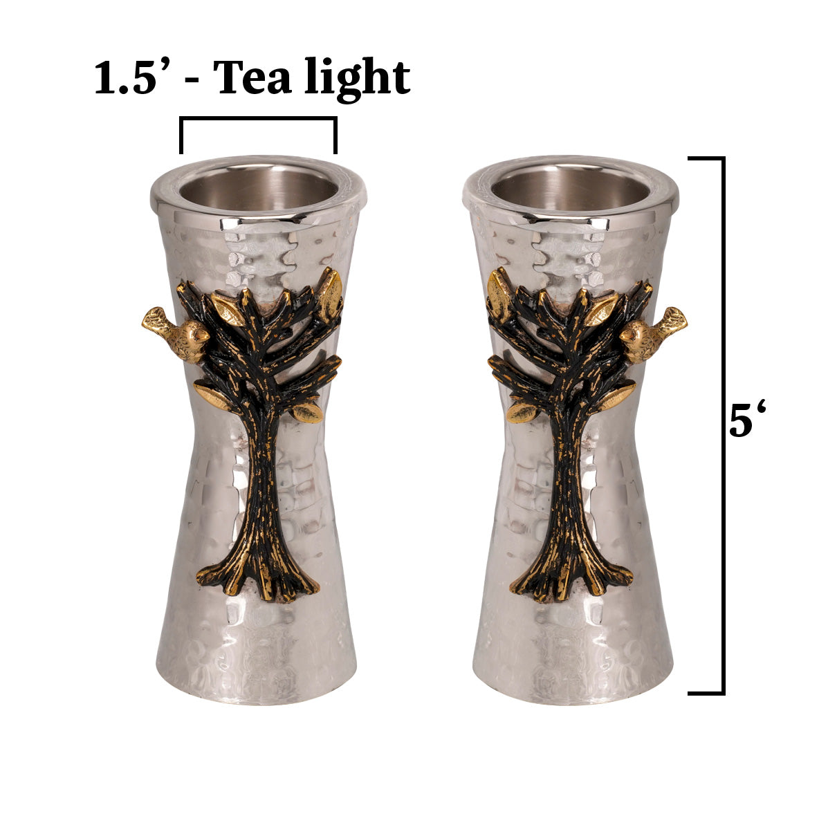Shabbat Tea Light Candle Holders – Tree of Life - 5 Inch