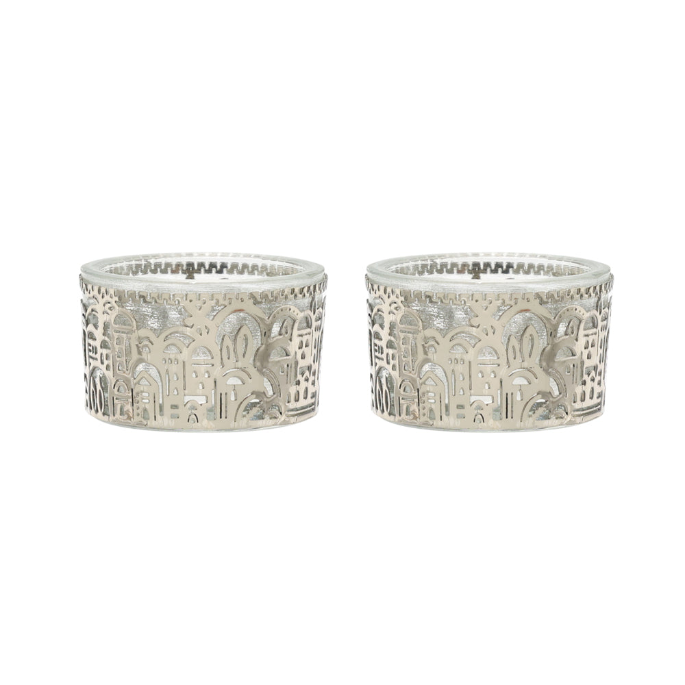 Tea Light Shabbat Candle Holders - Jerusalem