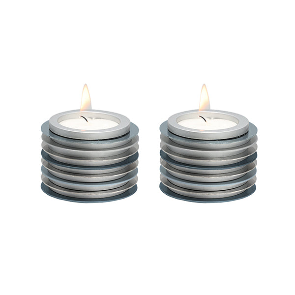 Modern Stacked Aluminum Shabbat Tea Light Holders – 2.5 Inch