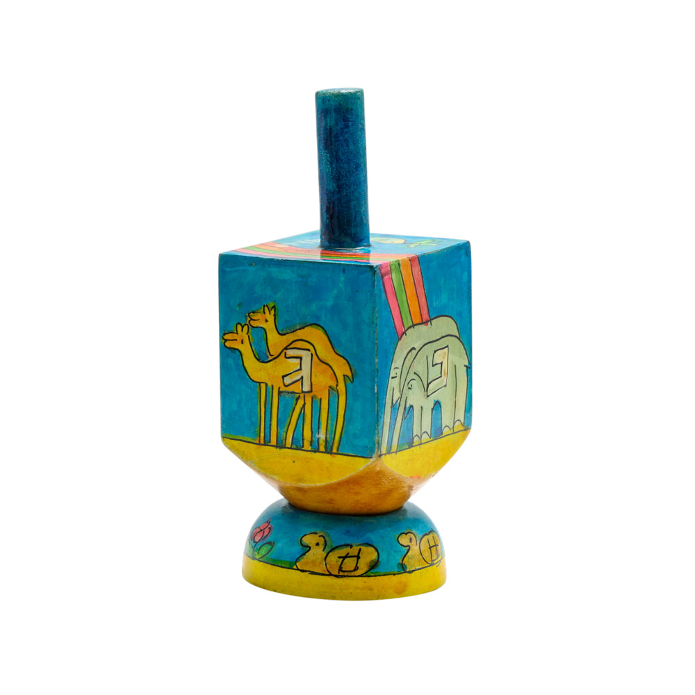 Hand-Painted Wooden Dreidel with Stand – Noah's Ark