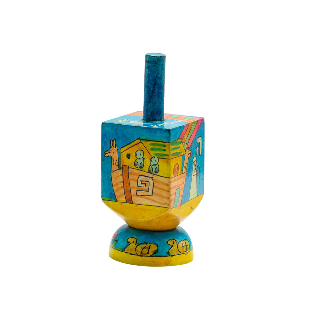 Hand-Painted Wooden Dreidel with Stand – Noah's Ark