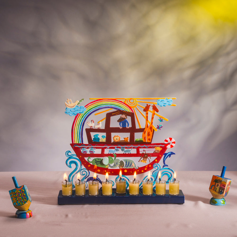 Hanukkah Menorah - Colorful Lazer-Cut Noah's Ark