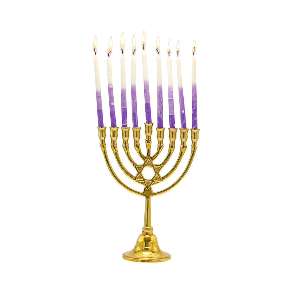 Classic Bronze Hanukkah Menorah - Star of David