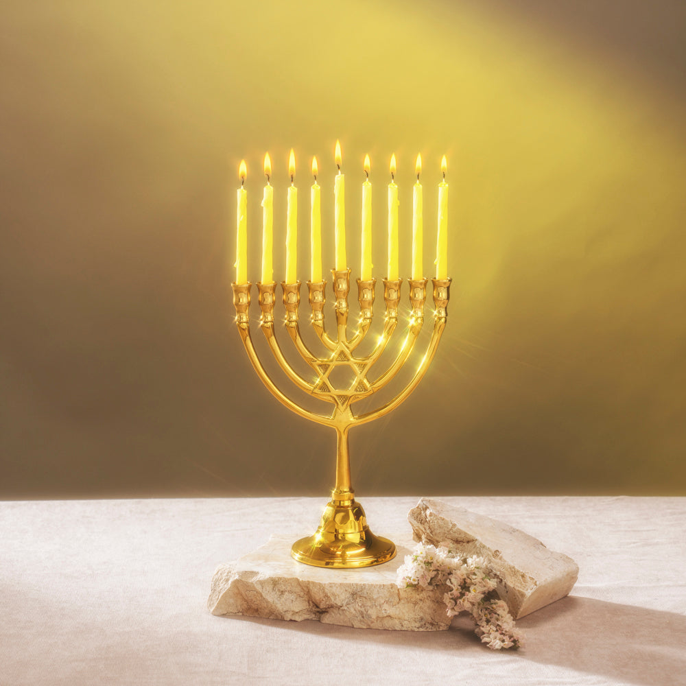 Classic Bronze Hanukkah Menorah - Star of David