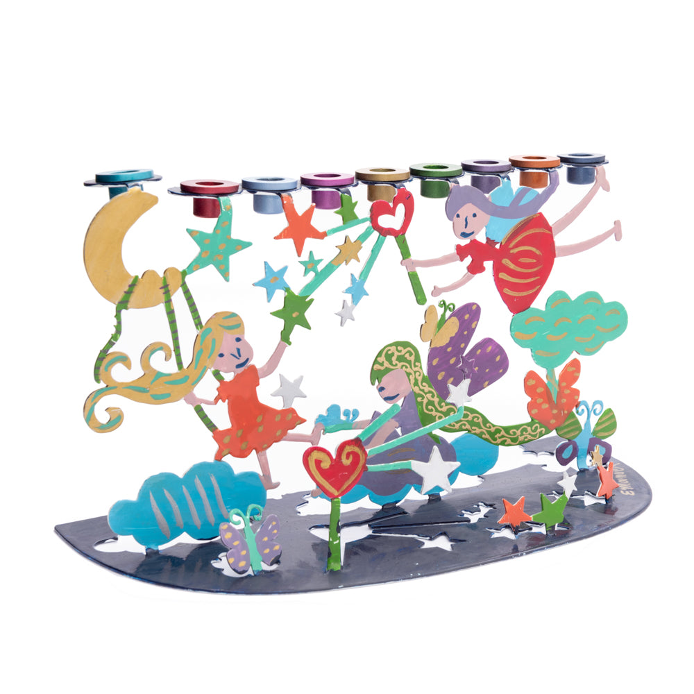 Hanukkah Menorah - Laser Cut Hand Painted Fairies
