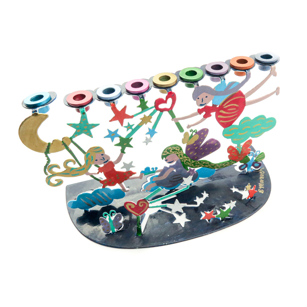 Hanukkah Menorah - Laser Cut Hand Painted Fairies