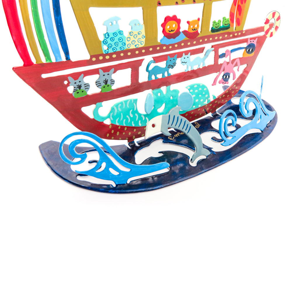 Hanukkah Menorah Hand Painted Noah's Ark