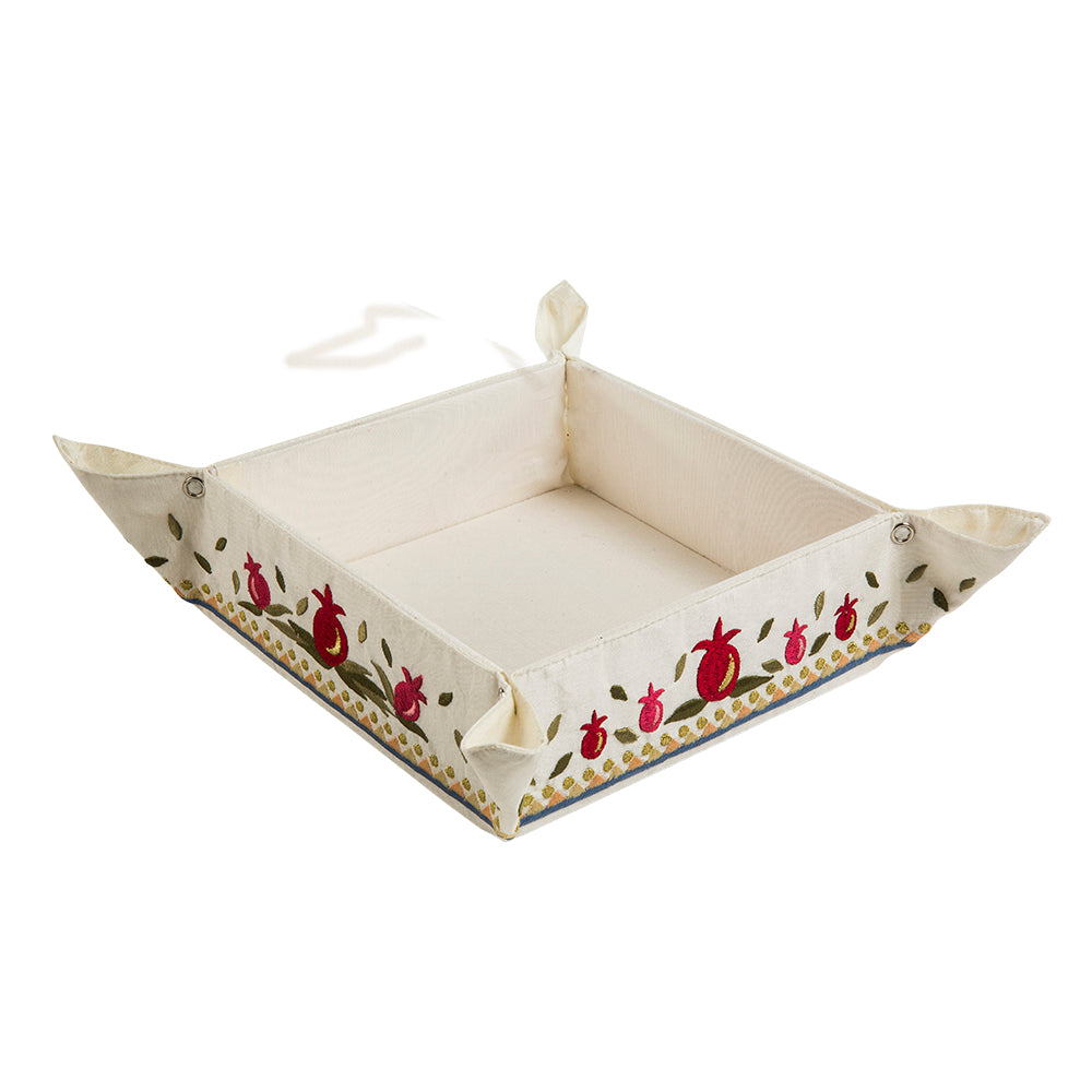 Embroidered Folding Matzah Box – Pomegranates