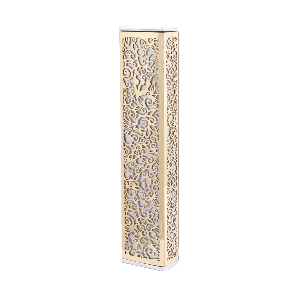 Modern Mezuzah Case - Pomegranates Filigree