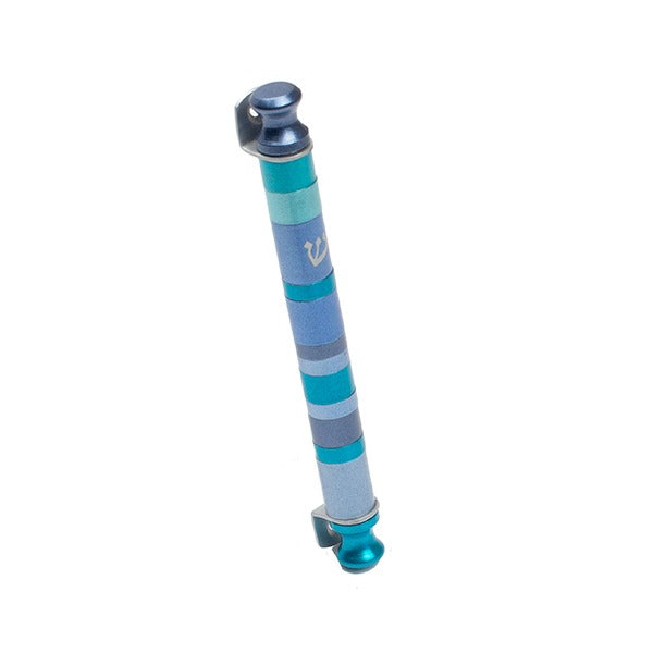 Scroll Shaped Mezuzah Case with Blue Rings