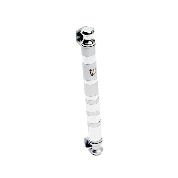 Scroll Shaped Mezuzah Case with Silver Rings