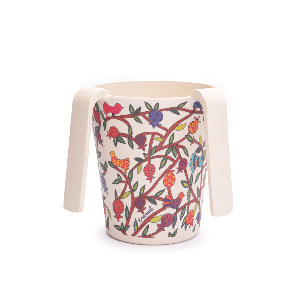 Bamboo Hand Washing Cup - Birds & Pomegranates